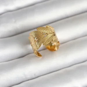 Utterly Good 316L Çelik Kadın Yüzük Gold Kaplama Başak Model
