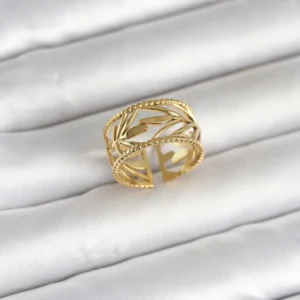 Utterly Good 316L Çelik Kadın Yüzük Gold Kaplama Başak Model