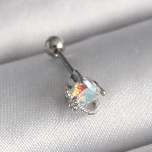 Utterly Good 316L Çelik Kalp Zirkon Taşlı Gümüş Renk Tragus Piercing