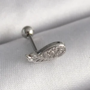 Utterly Good 316L Çelik Kanat Tragus Piercing Zirkon Taşlı Gümüş Renk