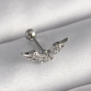Utterly Good 316L Çelik Tragus Piercing Zirkon Taşlı Kanat Model Gümüş
