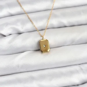 Utterly Good 316L Çelik Kolye Gold Kaplama Kutup Yıldızı Zirkon Taşlı