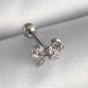 Utterly Good 316L Çelik Kurdele Tragus Piercing Zirkon Taşlı Gümüş Renk
