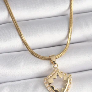 Utterly Good 316L Çelik Kutup Yıldızı Kolye Gold Renk Zirkon Taşlı İtalyan Zincir
