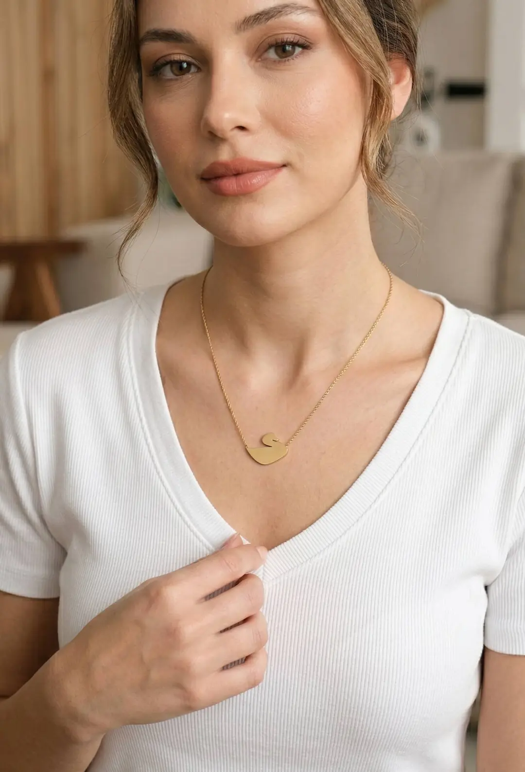 Utterly Good 316L Çelik Kuğu Model Gold Renk Kadın Kolye