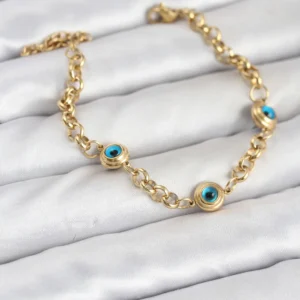 Utterly Good 316L Çelik Nazar Model Gold Renk Kadın Bileklik