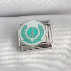 Utterly Good 316L Çelik Nomination Charm Gümüş Beyaz Mavi Barış İşareti