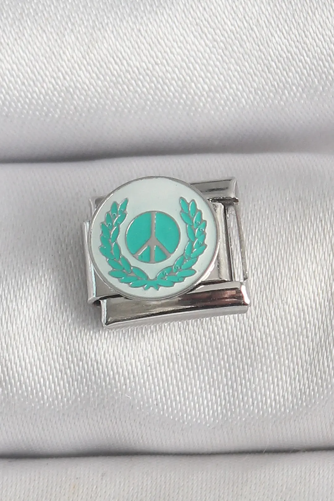 Utterly Good 316L Çelik Nomination Charm Gümüş Beyaz Mavi Barış İşareti
