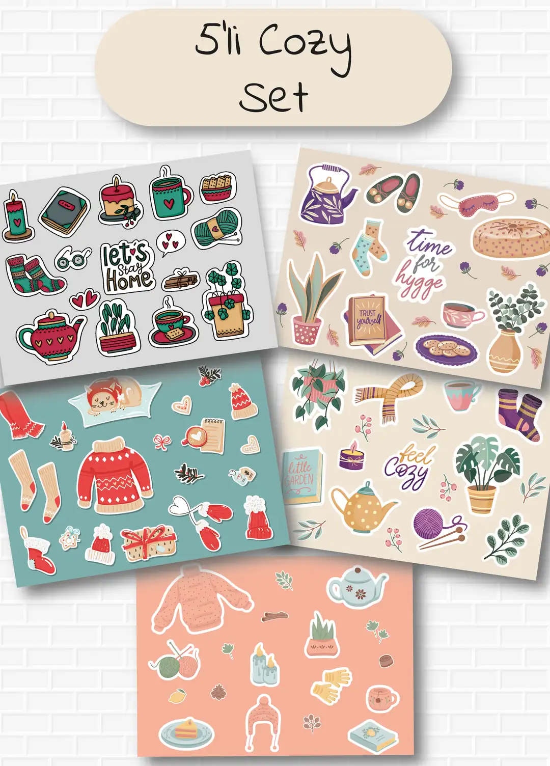 Cozy Temalı 5'li Sticker