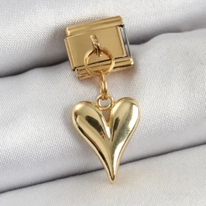 Utterly Good 316L Çelik Sallantılı Kalp Charm Gold Renk Nomination Uyumlu