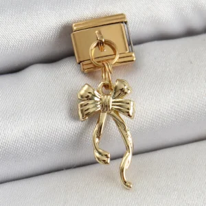Utterly Good 316L Çelik Sallantılı Uzun Fiyonk Model Gold Nomination Charm