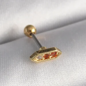 Utterly Good 316L Çelik Tragus Piercing Gold Turuncu Zirkon Taşlı