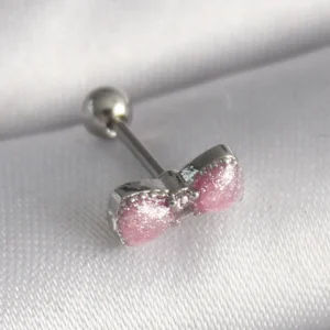 Utterly Good 316L Çelik Tragus Piercing Pembe Kurdele Zirkon Taşlı