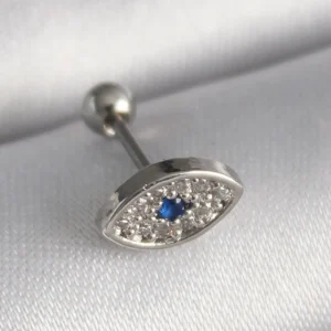 Utterly Good 316L Çelik Tragus Piercing Zirkon Taşlı Göz Motifli Gümüş Renk