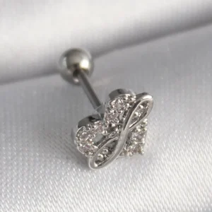 Utterly Good 316L Çelik Tragus Piercing Zirkon Taşlı Sonsuzluk Detaylı Gümüş Renk