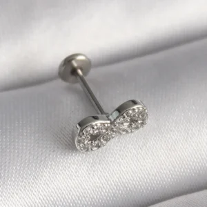Utterly Good 316L Çelik Tragus Piercing Zirkon Taşlı Sonsuzluk Model Gümüş