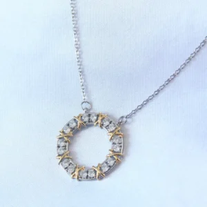 Utterly Good 316L Çelik Xoxo Kolye Zirkon Taşlı Gold Detaylı Gümüş
