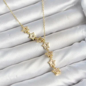 Utterly Good 316L Çelik Yıldız Model Gold Kaplama Zirkon Taşlı Kadın Kolye