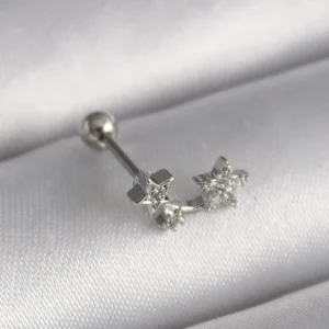 Utterly Good 316L Çelik Yıldız Tragus Piercing Zirkon Taşlı Gümüş Renk