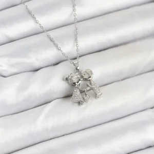 Utterly Good 316L Çelik Zincir Kolye Gümüş Renk Zirkon Taşlı Unisex
