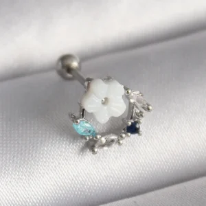 Utterly Good 316L Çelik Zirkon Taşlı Beyaz Çiçek Tragus Piercing