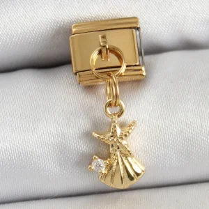 Utterly Good 316L Çelik Zirkon Taşlı Deniz Yıldızı İstiridye Charm Gold
