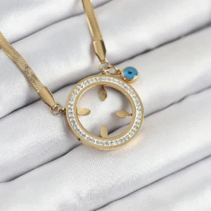 Utterly Good 316L Çelik Zirkon Taşlı Çeyrek Takılabilir Gold Kadın Kolye