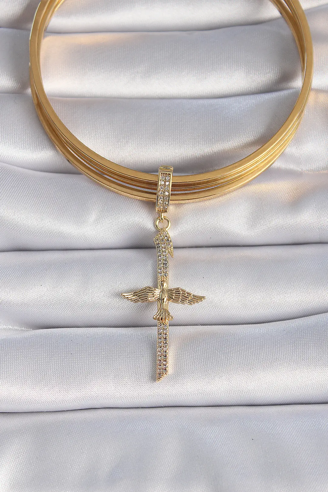 Utterly Good Anka Kuşu Figürlü Zirkon Taşlı Gold Bileklik Charm