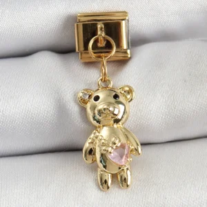 Utterly Good Ayıcık Charm Zirkon Taşlı 316L Çelik Gold Renk Nomination Uyumlu