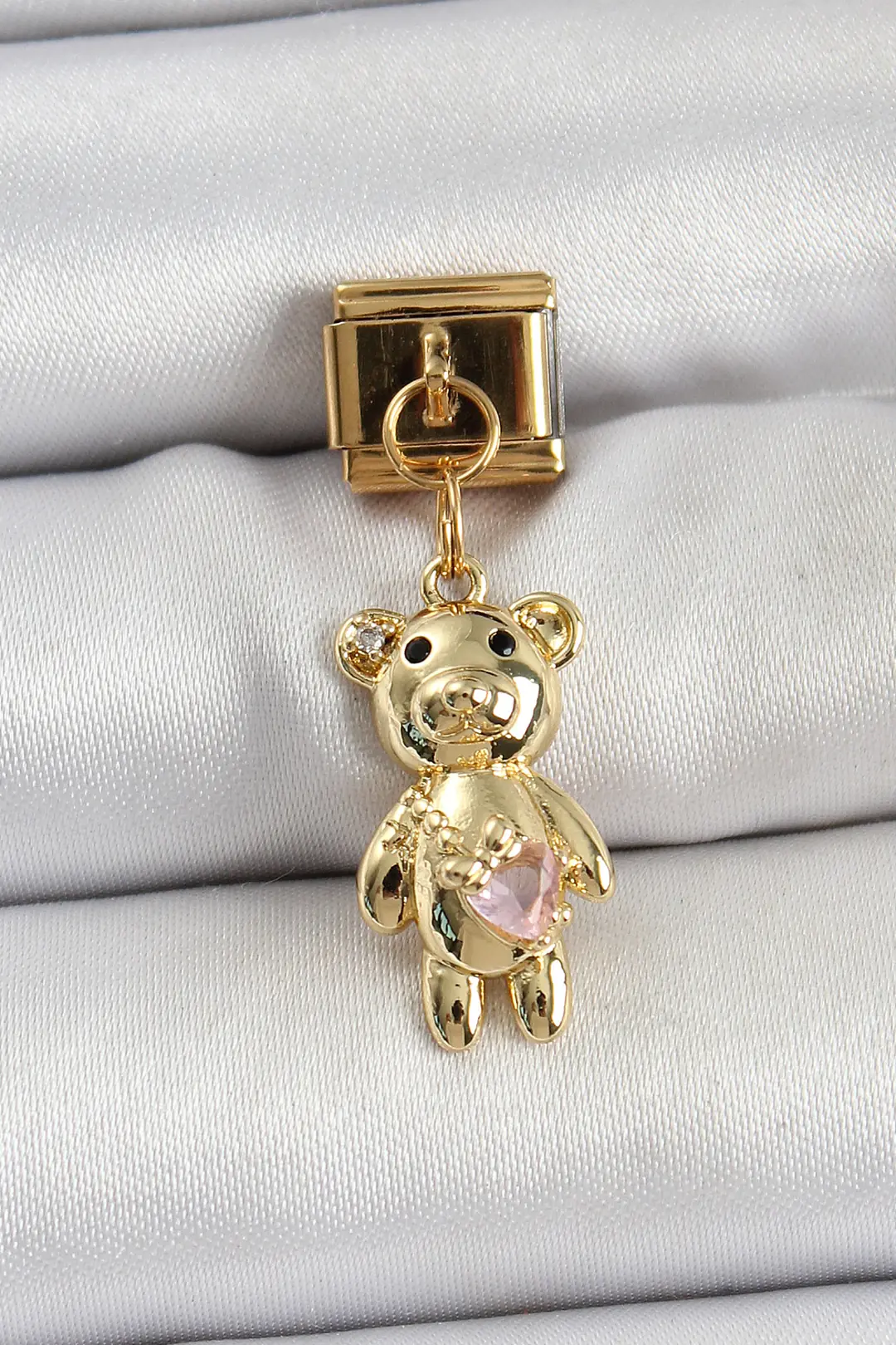 Utterly Good Ayıcık Charm Zirkon Taşlı 316L Çelik Gold Renk Nomination Uyumlu