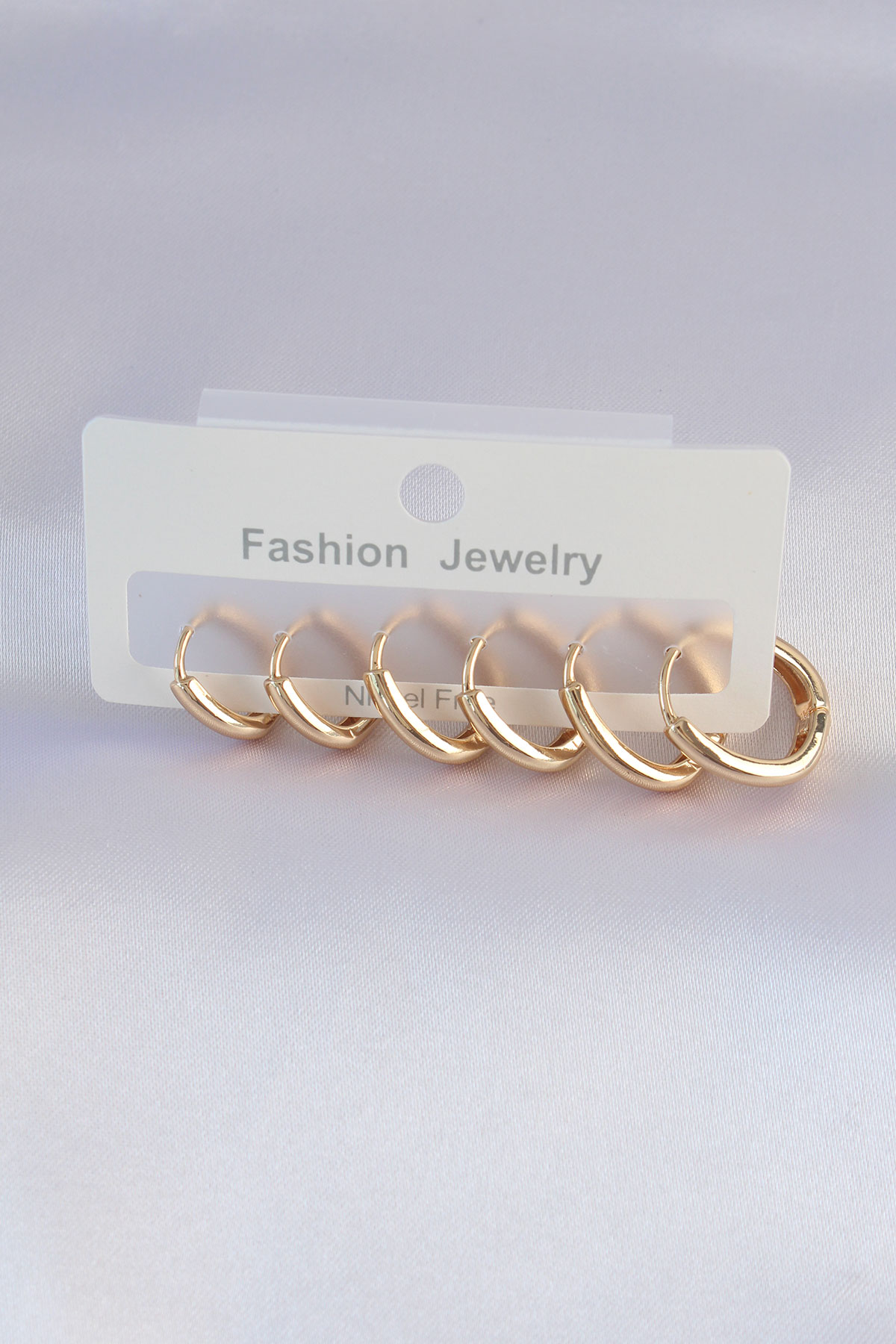 Pirinç Oval Küpe Seti Gold Renk Günlük Kullanım