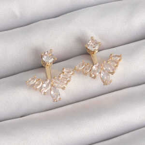 Küpe Pirinç Gold Zirkon Taşlı V Model Kadın Küpe