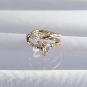 Gold Renk Zirkon Taşlı Damla Earcuff Küpe Pirinç Kaplama