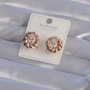 Rose Gold Oval Zirkon Taşlı Burgu Model Küpe