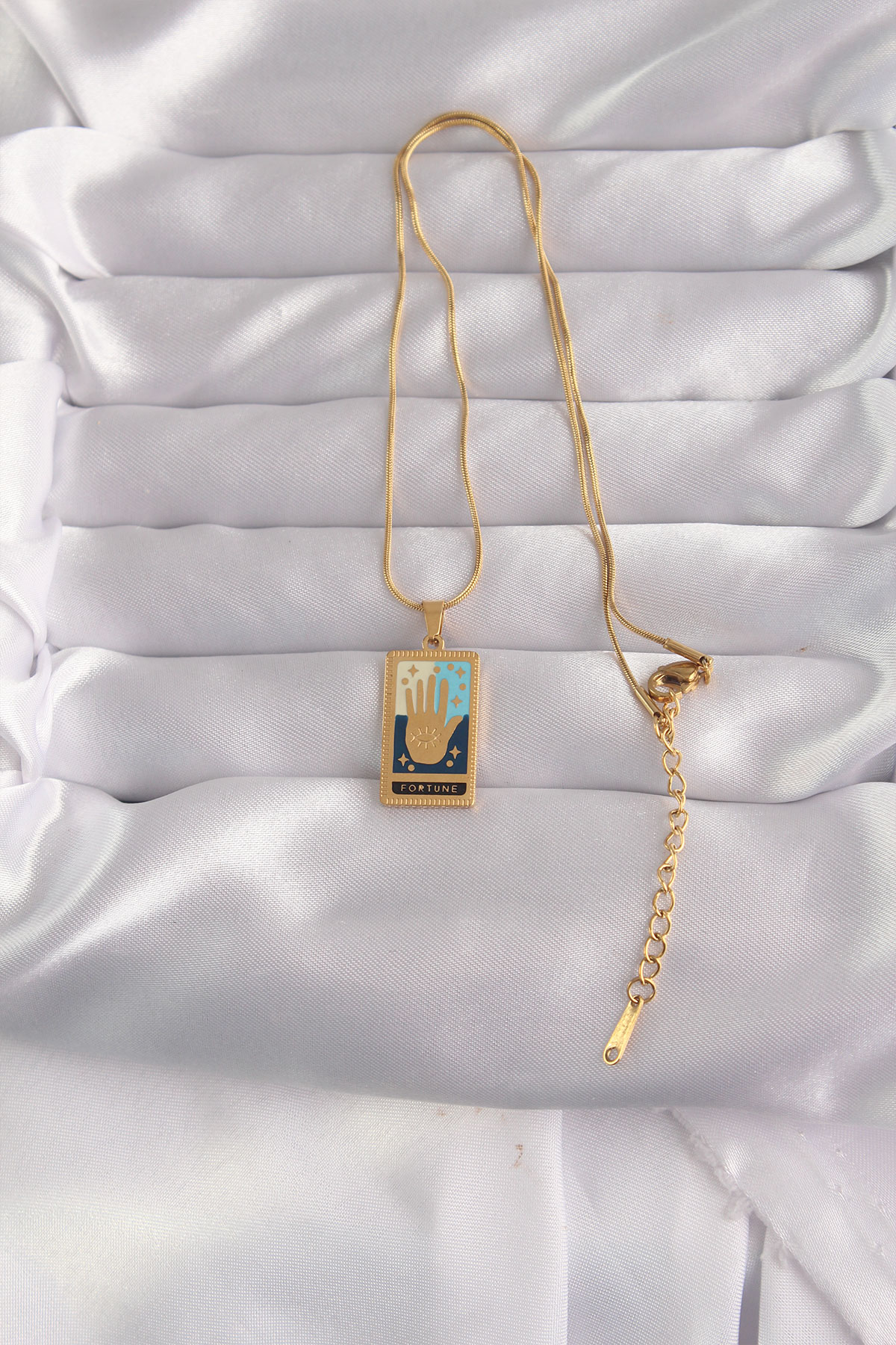 316L Çelik Gold Kaplama El Figürü Tarot Kolye - Görsel 2