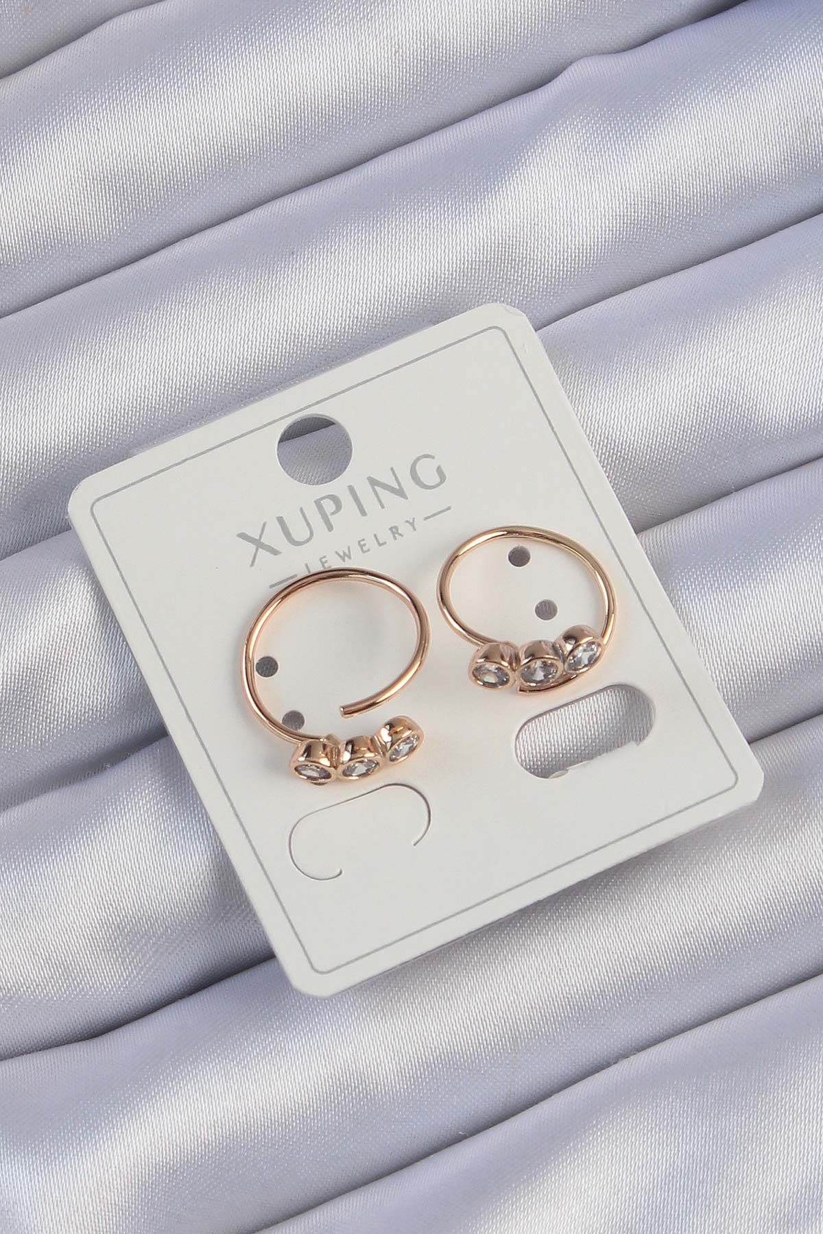 Zirkon Taşlı Su Yolu Küpe Roz Gold Pirinç Kadın Küpe