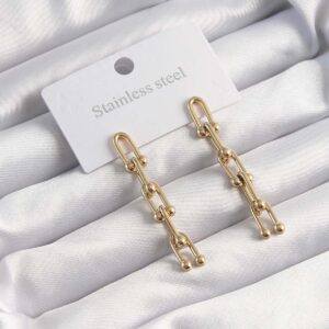Çelik Sallantılı Küpe Gold Renk 316L Paslanmaz