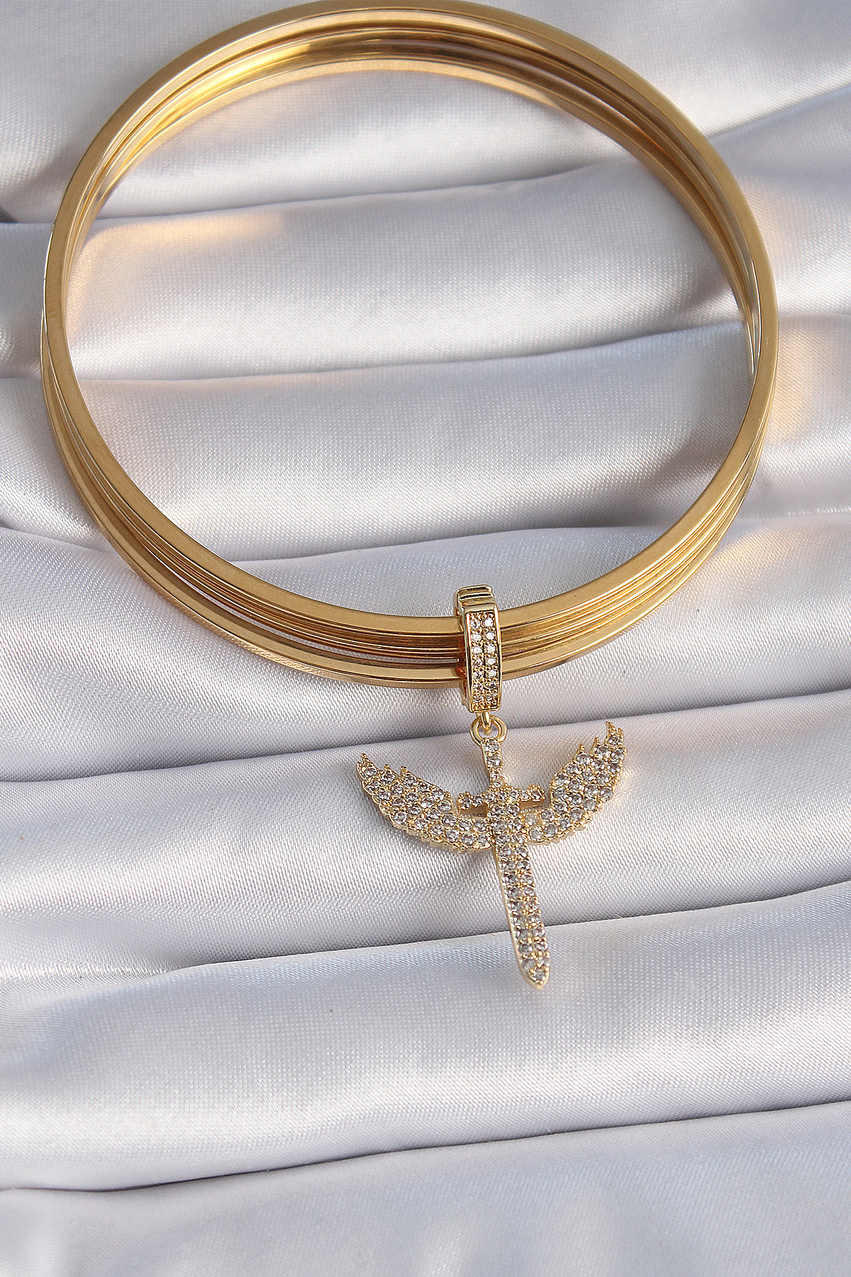 Zirkon Taşlı Mikail Model Ajda Charm Bileklik Altın Renk - Görsel 2