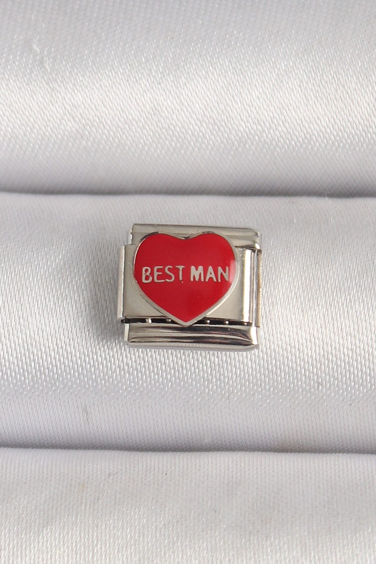 316L Çelik Best Man Yazılı Kırmızı Kalp Nomination Charm