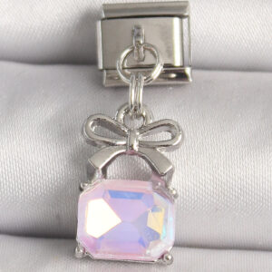 316L Çelik Çanta Model Pembe Zirkon Taşlı Nomination Charm