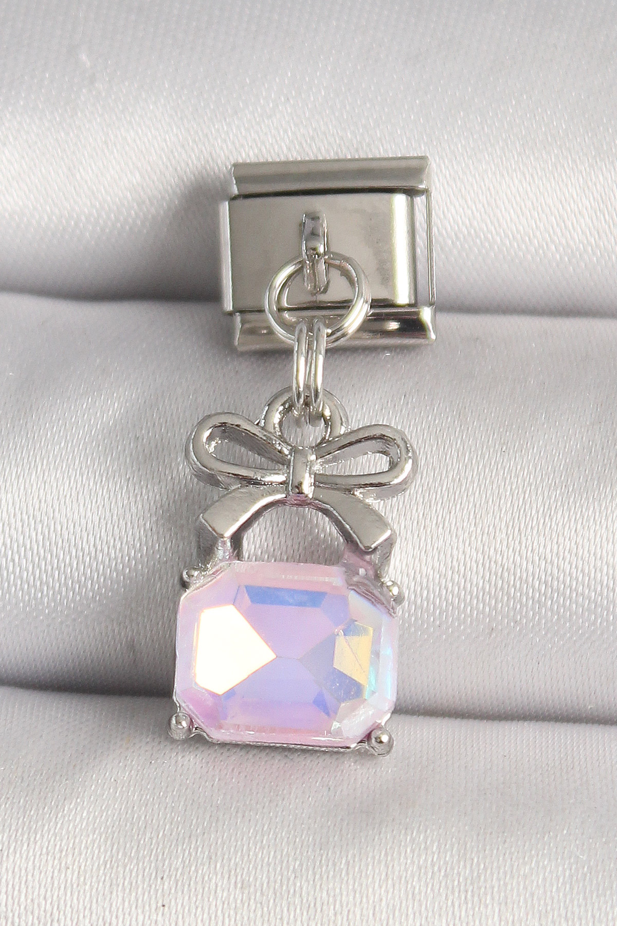 316L Çelik Çanta Model Pembe Zirkon Taşlı Nomination Charm