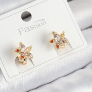 Yıldız Model Zirkon Taşlı Çocuk Küpe Gold Renk Pirinç