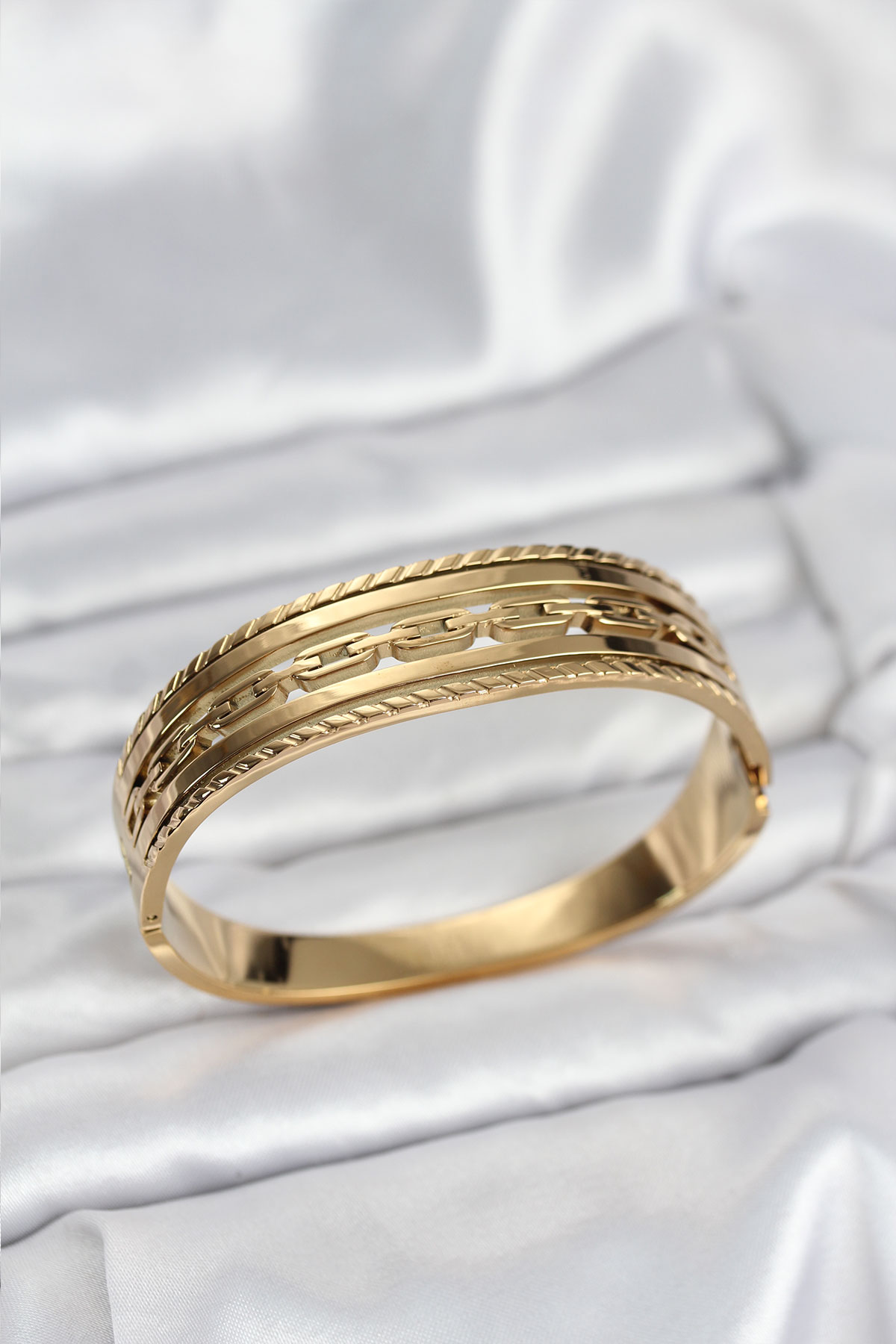 316L Çelik Kelepçe Bileklik Gold Renk Vintage Model Kadın