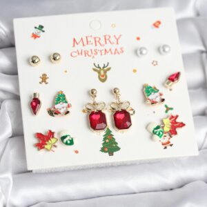 8 Çift Yılbaşı Temalı Kadın Küpe Zirkon Taşlı Set