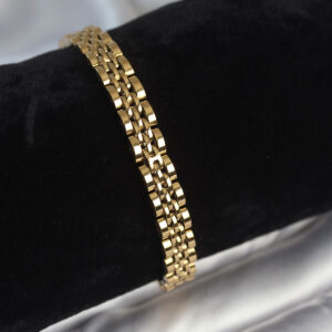 Erkek Bileklik 316L Çelik 7 mm Gold Kalın Model