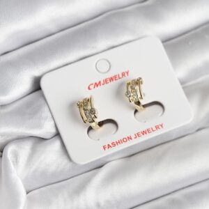 14K Gold Kaplama Yarım Halka Zirkon Taşlı Kadın Küpe
