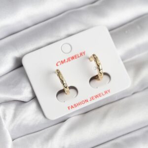 Halka Model Küpe 14K Gold Kaplama Zirkon Taşlı Kadın