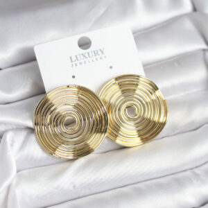 Gold Renk Circle Model Kadın Küpe Altın Kaplama Pirinç