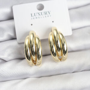 Kadın Küpe Gold Renk Pirinç Yarım Halka Model Altın Kaplama