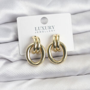 Gold Renk Pirinç Vintage Kadın Küpe Altın Kaplama